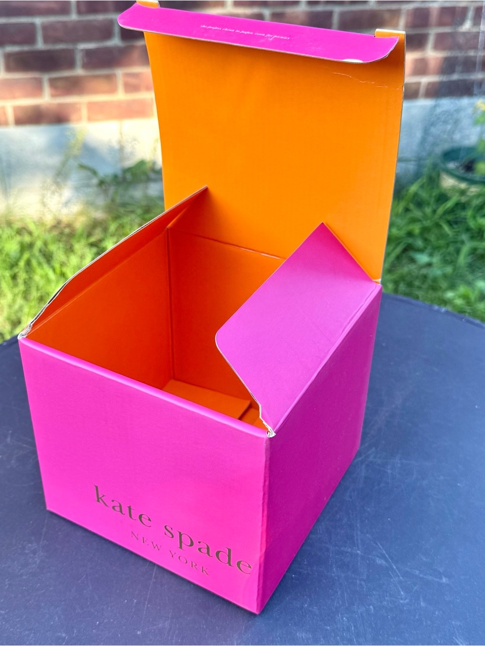 KATE SPADE NY EMPTY Pink Orange Square Storage Box 6.25” x 6.25” x 5.5”
